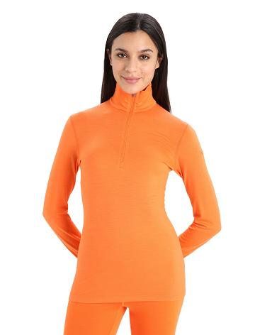 Base Layers Icebreaker Merino 200 Oasis Long Sleeve Half Zip Thermal Top Femme Orange | FR 1901MQZA